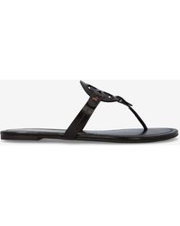 Tory Burch - Miller Leather T-Strap Flat Sandals - Lyst