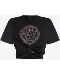Versace - Medusa Cropped T-Shirt With Safety Pin - Lyst