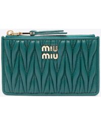 Miu Miu - Logo-plaque Matelassé Leather Wallet - Lyst