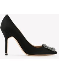 Manolo Blahnik - Hangisi 105 Satin Pumps With Fmc Crystal Buckle - Lyst