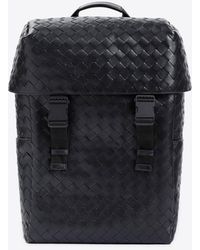 Bottega Veneta - Intrecciato Flap Leather Backpack - Lyst