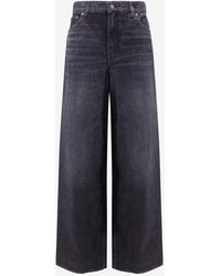 Chloé - Logo Patch Wide-Leg Faded Jeans - Lyst