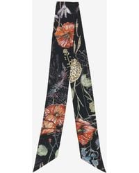 McQueen - Spider Floral Print Silk Twill Scarf - Lyst
