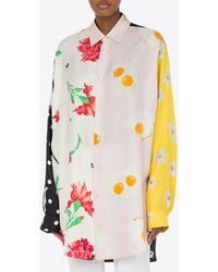 Moschino - Patchwork Silk Twill Long-Sleeved Shirt - Lyst