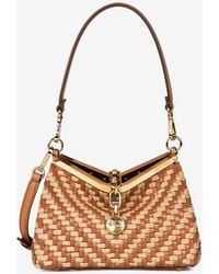 Etro - Small Vela Woven Leather And Raffia Shoulder Bag - Lyst
