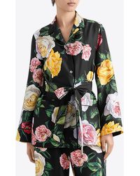 Dolce & Gabbana - Floral Print Silk Habotai Pajama Shirt - Lyst