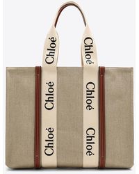 Chloé - Large Woody Canvas Tote Bag - Lyst