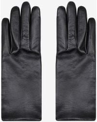Saint Laurent - Logo-Plaque Leather Gloves - Lyst