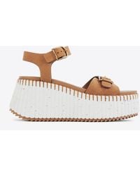 Chloé - Nama 80 Suede Wedge Sandals - Lyst
