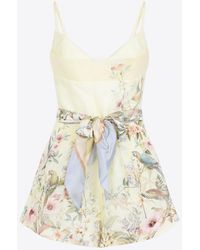 Zimmermann - Rebellion Floral Print Fitted Playsuit - Lyst