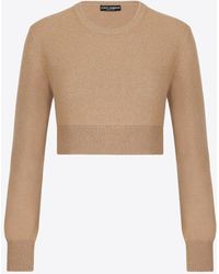 Dolce & Gabbana - Wool Cashmere Cropped Sweater - Lyst