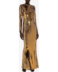 Dolce & Gabbana - Sequined Mermaid Maxi Dress - Lyst