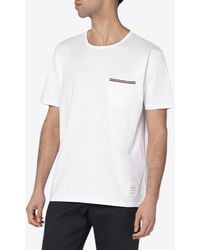 Thom Browne - Oversized Short Sleeve Tee With Embroidered Rwb Pocket Trim - Lyst