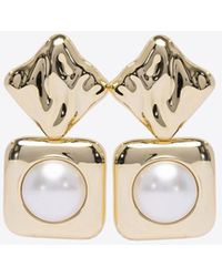 Self-Portrait - Pearl Diamond-Shaped Earrings - Lyst