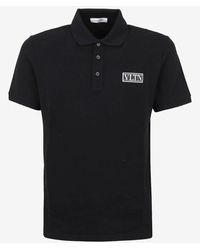Valentino Vltn Polo T-shirt In Cotton Piqué - Black