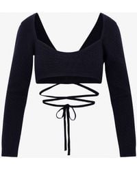 Patou - Micro Cable Knit Wrap Cropped Top - Lyst