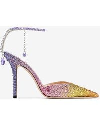 Jimmy Choo - Saeda 100 Crystal-Embellished Satin Pumps - Lyst