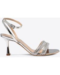 Ninalilou - Mya 75 Crystal Embellished Leather Sandals - Lyst