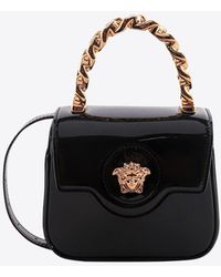 Versace - Mini La Medusa Patent Leather Top Handle Bag - Lyst
