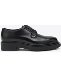 Prada - Polished Leather Derby Shoes - Lyst