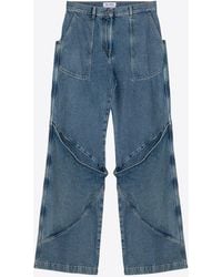 The Attico - Large Pockets Wide Boyfriend Jeans - Lyst