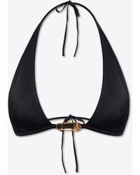 Versace - Logo-Plaque Bikini Top - Lyst