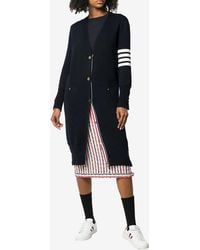 Thom Browne - 4-Bar Striped Milano Stitch Long Wool Cardigan - Lyst