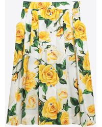 Dolce & Gabbana - Floral Pleated Midi Skirt - Lyst