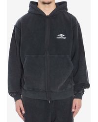 Balenciaga - 3B Sports Icon Zip-Up Washed Hoodie - Lyst