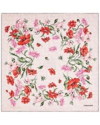 Ferragamo - Floral Bouquet Print Silk Scarf - Lyst