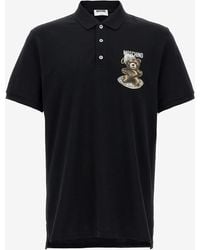 Moschino - Teddy Logo Print Polo T-Shirt - Lyst