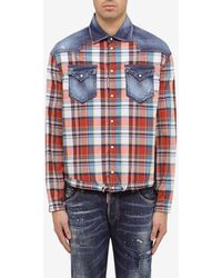 DSquared² - Paneled Checked Shirt - Lyst