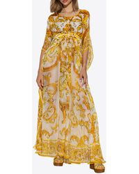 Dolce & Gabbana - Majolica-Print Silk Chiffon Maxi Kaftan Dress - Lyst