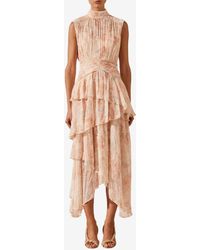 Shona Joy Faye Sleeveless Ruched Midi Dress - Pink