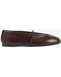 Miu Miu - Embossed Logo Leather Ballet Flats - Lyst