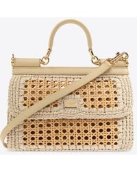 Dolce & Gabbana - Elongated Sicily Woven Raffia Top Handle Bag - Lyst