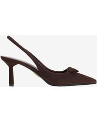 Prada - 80 Suede Leather Slingback Pumps - Lyst
