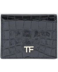 Tom Ford - Tf Shiny Croc-Embossed Leather Wallet - Lyst