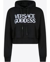 Versace - Logo Cropped Hooded Sweatshirt - Lyst