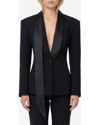 The Attico - Single-Breasted Wool Tuxedo Blazer - Lyst