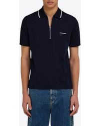 Ferragamo - Logo Embroidered Half-Zip Polo T-Shirt - Lyst