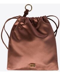 Miu Miu - Logo Plaque Satin Pouch Bag - Lyst
