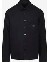 Prada - Triangle Logo Buttoned Shirt - Lyst
