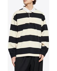 McQueen - Striped Long-Sleeved Polo T-Shirt - Lyst