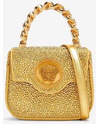 Versace - Mini La Medusa Crystal-Embellished Top Handle Bag - Lyst