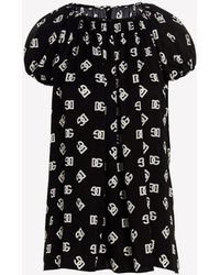 Dolce & Gabbana - Short-Sleeved Logo Monogram Blouse - Lyst