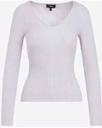 Theory - Wool-Blend V-Neck Top - Lyst