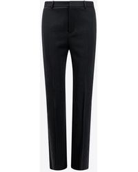 Saint Laurent - Wool Tailored Pants With Satin-Bands - Lyst