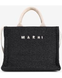 Marni - Small Raffia-Effect Tote Bag - Lyst