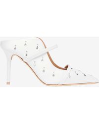 Malone Souliers - Maureen 85 Crystal-Embellished Satin Mules - Lyst